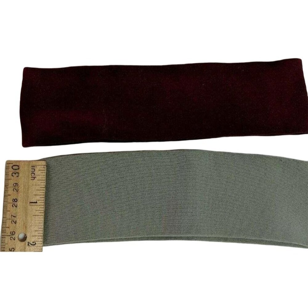 Vintage Stretch Wide Knit Headbands Burgundy & Sage Soft Hair Accessory Duo A260 - Picture 2 of 3